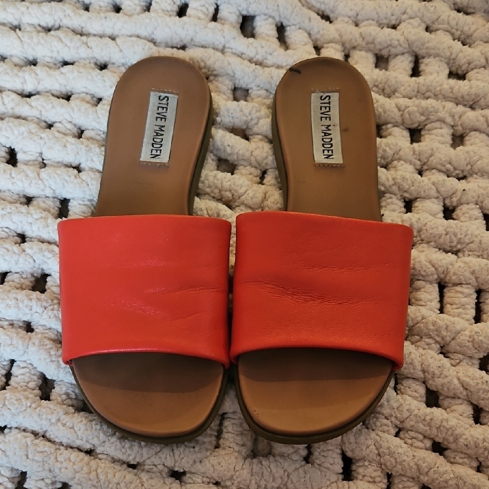 Steve Madden Women's Bold Orange Slide Sandals